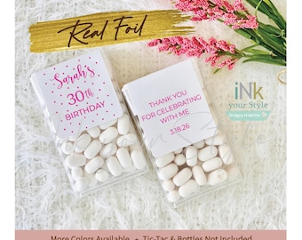 Personalized real foil Birthday Tic Tac® Labels/Tic Tac® Birthday favor labels/Birthday favors Tic Tac® stickers/#BD200
