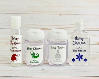 30 Personalized real foil Hand Sanitizer Labels/Christmas stickers/bath and body works hand sanitizer label/rectangular label/Christmas tree