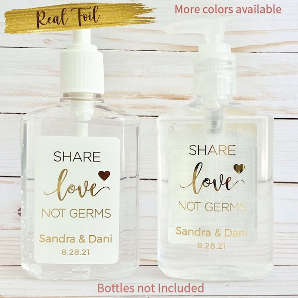 10 Personalized labels for 7oz-8oz Hand Sanitizer bottles/Real Foil Hand Sanitizer Labels /bath&bw/Purell/Germx/custom full size 2x3 in/W105