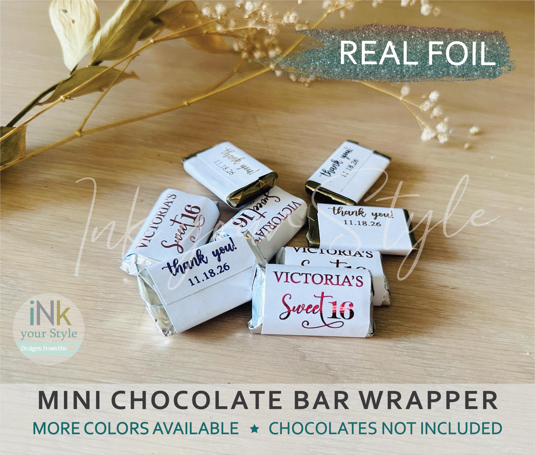 21 Personalized Sweet Sixteen Chocolate bar Wrappers/Personalized Real Foil Chocolate Bar Labels/Hershey’s® Miniatures wrappers. #SS020