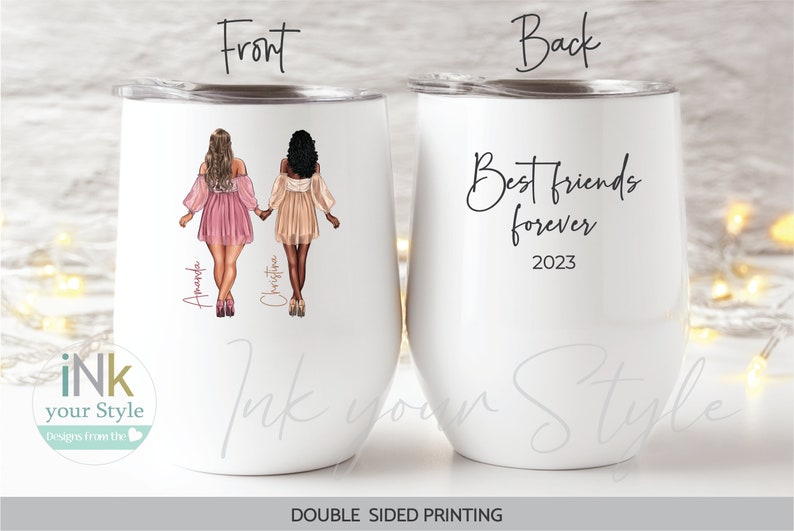 Personalized Best Friends custom Tumbler/Best friend custom mug/Personalized Gifts/Best Friend custom Gifts/Best Friends Wine Tumbler image 1