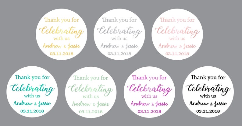 wedding favor stickers Bridal shower stickers thank you envelope seal foil stickers Personalized wedding stickers thank you stickers