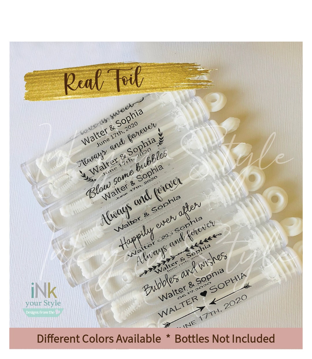 48 Personalized Wedding Bubble Labels, Black Bubble Labels, Foil Bubble ...