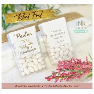 Personalized real foil First Communion Tic Tac® Labels/First Holy Communion Tic Tac® labels/Communion favors Tic Tac® stickers favors/#FC700