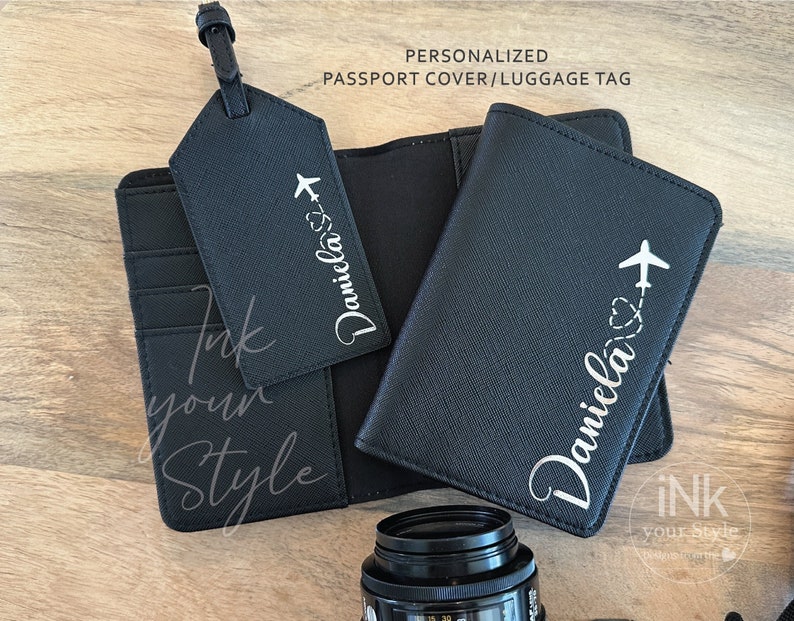 Personalized Passport cover and Luggage Tag | Personalized Passport holder Set | Personalized travel set gift | Personalized girls trip Gift