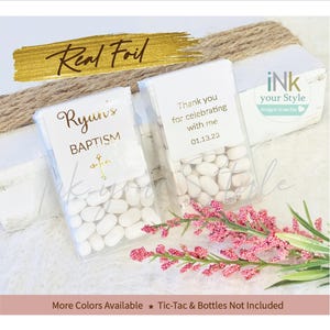 Personalized real foil Baptism Tic Tac® Labels/Baptism favor labels/Tic Tac® labels/Baptism favors Tic Tac® stickers favors/ #B600