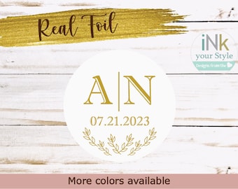 Personalized wedding stickers, wedding favor stickers, initials stickers, foil stickers, wedding initials envelope seal, monogram stickers