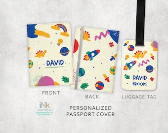 Personalized Passport holder for kids | Personalized Passport Cover and Luggage tag for kids | Personalized Gift | Personalized travel Gift