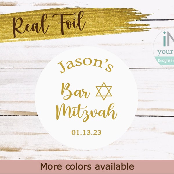 Personalized real foil Bar Mitzvah - Bat Mitzvah labels/Bar Mitzvah - Bat Mitzvah stickers/Bar Mitzvah - Bat Mitzvah favor labels/BM900