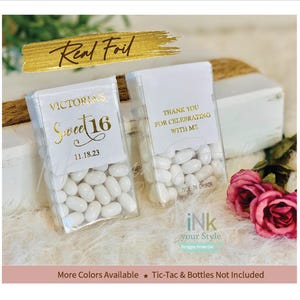 Personalized real foil Sweet Sixteen Tic Tac® Labels/Tic Tac® Sweet Sixteen favor labels/Sweet Sixteen favors Tic Tac® stickers/SS020