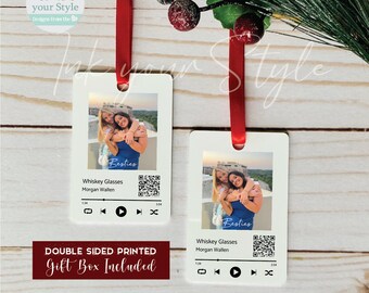 Ornement photo de Noël personnalisé / Plaque de chanson personnalisée / Ornement de Noël de chanson photo / cadeau d’album personnalisé / cadeau d’amis / besties cadeau de Noël