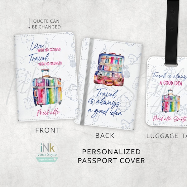 Personalized Passport holder | Personalized Passport Cover and Luggage Tag | Personalized girls trip gift/Personalized travel Gift for women