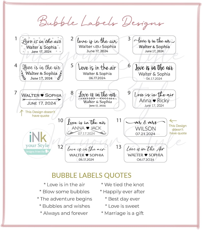 48 Personalized Wedding bubble Labels, Foil bubble labels, custom wedding favors bubble tubes stickers, labels only. image 3