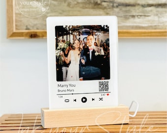 Personalized light up Photo plaque/Personalized Song Acrylic table lamp /LED Light Music photo frame/Valentine&#39;s day gift/Anniversary gift