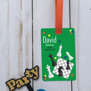 Personalized chess id backpack tag, custom name tag, school tag, custom backpack tag, personalized tag, custom chess id tag, boy/girl tag