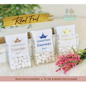 Personalized real foil Quinceañera Tic Tac® Labels/Tic Tac® Quinceañera favor labels/Quinceañera favors Tic Tac® stickers/SS022