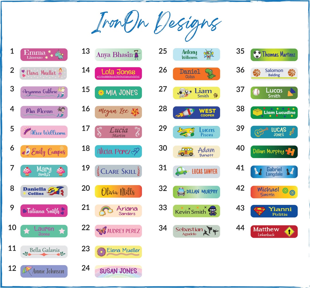 Personalized Iron on Clothing Labels/back to School Clothing Labels
