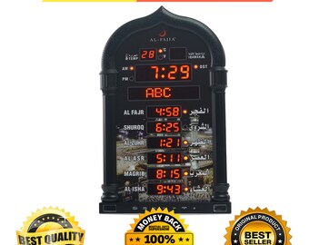 ALFAJIA Digital Azan Athan Prayer LED Wall Clock for USA Home Office Black