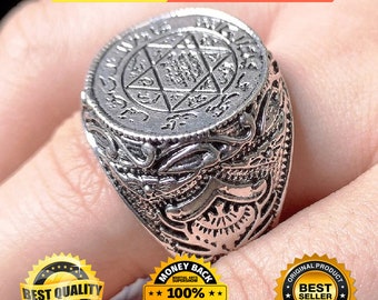The Seal of Solomon Islamic Star Ring for Muslim men Islam ring