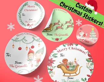 50 Personalized Christmas Gift Stickers - To and From Labels