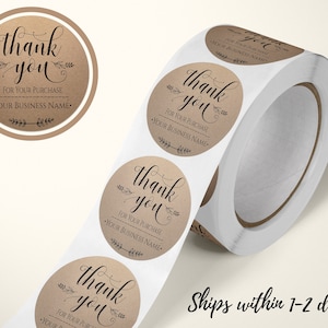 100 x Gracias Pegatinas / 1.5" Círculo Gracias por su compra pegatinas / Custom Kraft Paper gracias pegatinas / Gracias embalaje