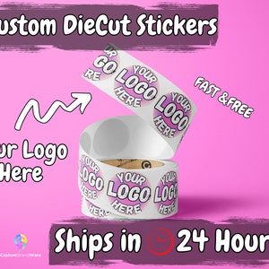 150 x Labels Your Own Design or Pre-Made Custom Roll Circle Labels ! Your own or premade design is printed / Bulk stickers - FAST SHIPPING