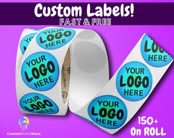 150 x Labels Your Own Design or Pre-Made Custom Roll Circle Labels ! Your own or premade design is printed / Bulk stickers - FAST SHIPPING