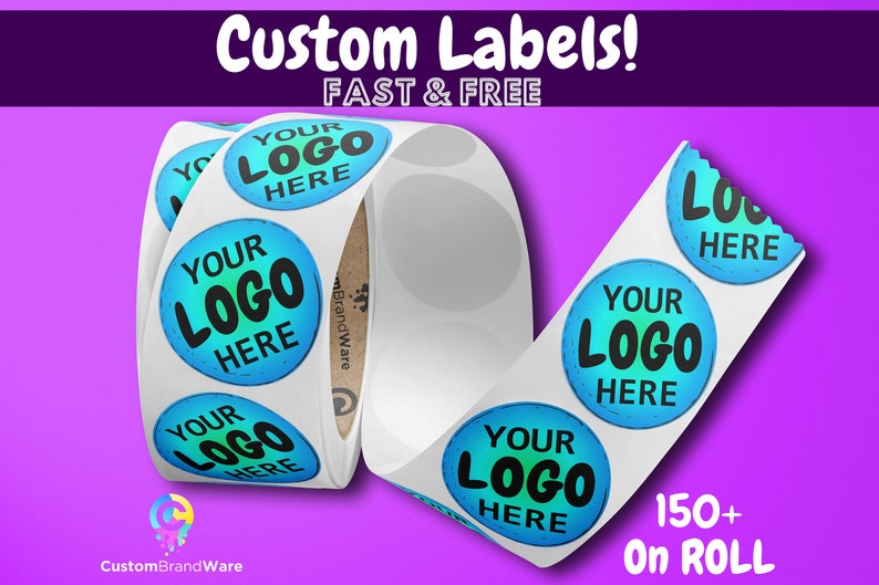 150 x Labels Your Own Design or Pre-Made Custom Roll Circle Labels Your own or premade design is printed / Bulk stickers FAST SHIPPING image 1