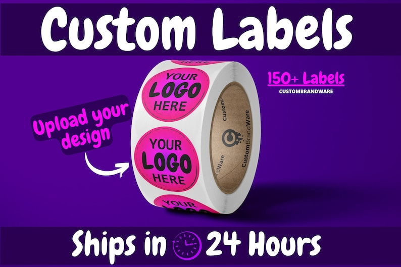 150 x Labels Your Own Design or Pre-Made Custom Roll Circle Labels ! Your own or premade design is printed \/ Bulk stickers - FAST SHIPPING