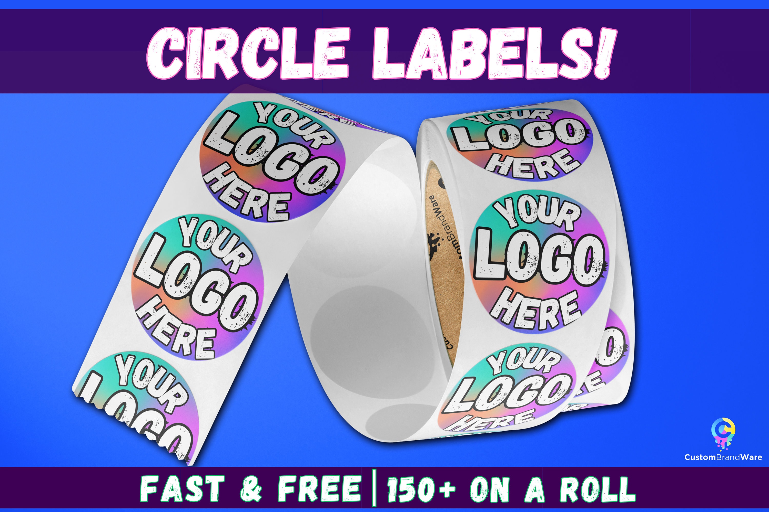 Custom Logo Circle Labels on a Roll - Waterproof BOPP Stickers