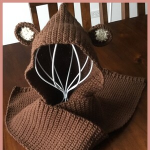 Love bears This cozy hooded scarf is perfect for you. Scarf is brown with tan and brown ears and is super soft and warm.For adults or kids image 2