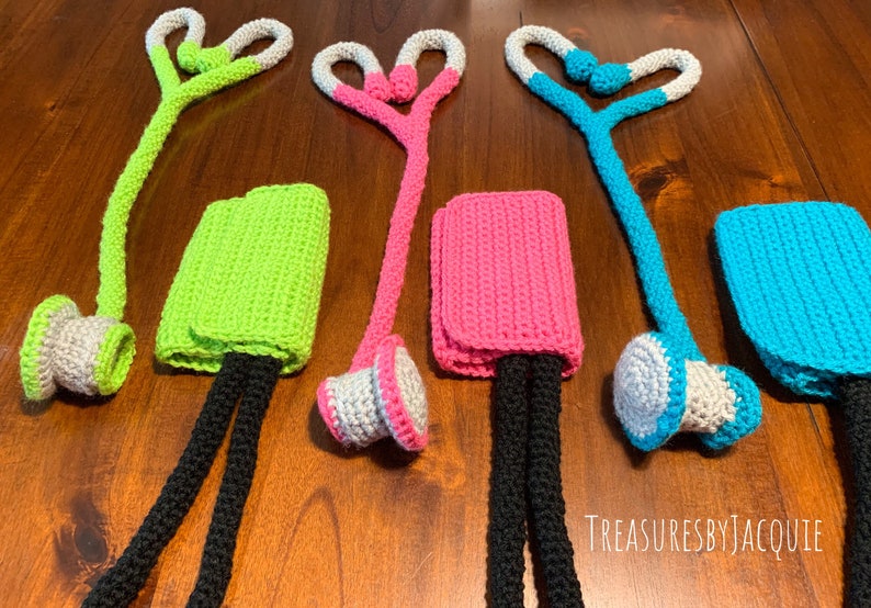 Crocheted Pretend Play Stethoscope and Blood Pressure Cuff Set image 8