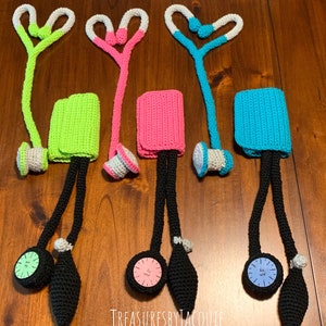Crocheted Pretend Play Stethoscope and Blood Pressure Cuff Set image 1