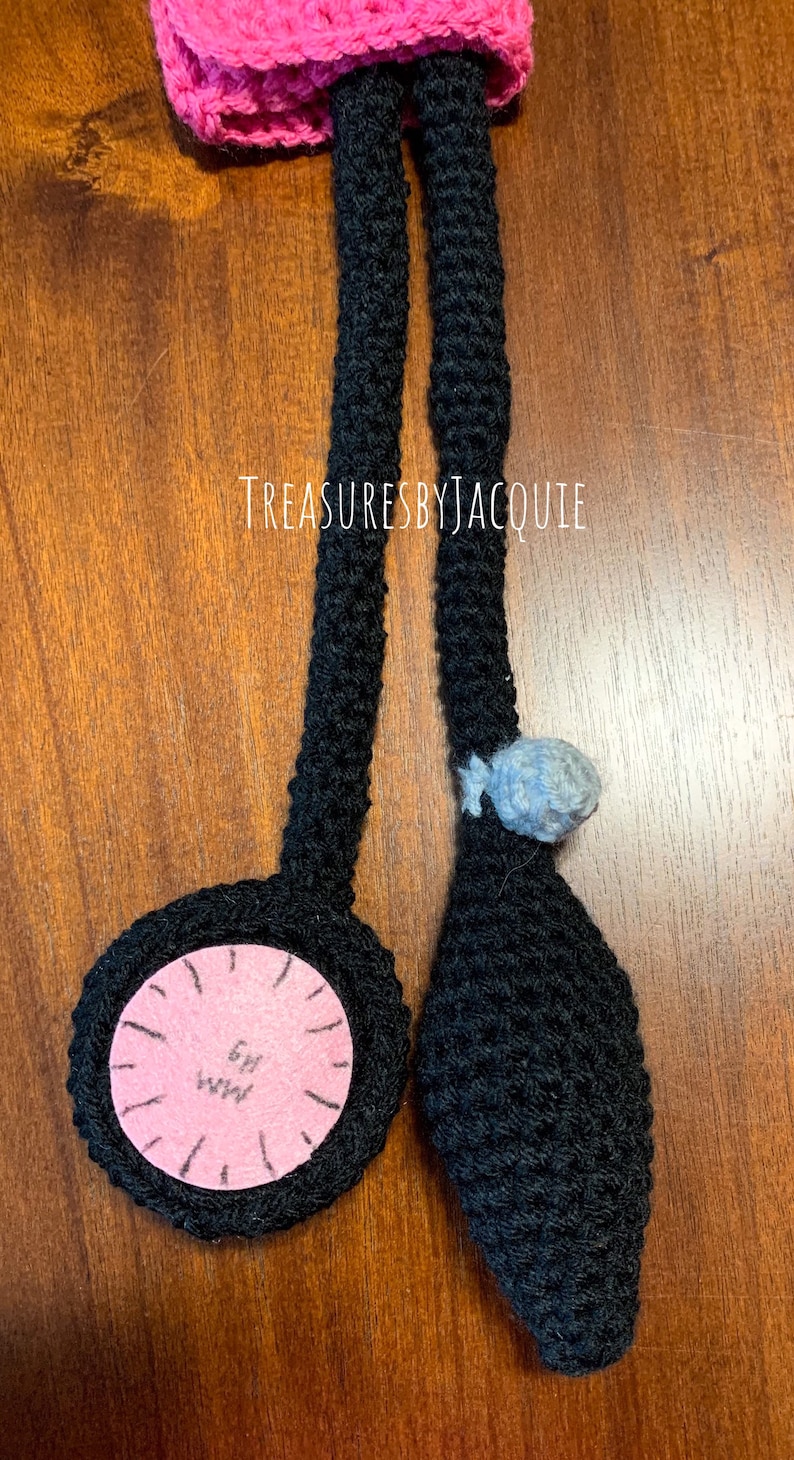 Crocheted Pretend Play Stethoscope and Blood Pressure Cuff Set image 7