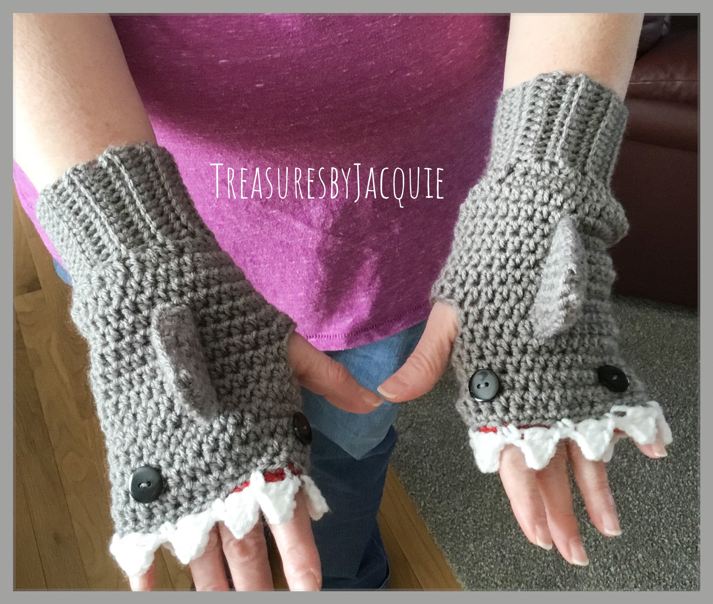 Crocheted fingerless shark gloves kids shark gloves adult Etsy