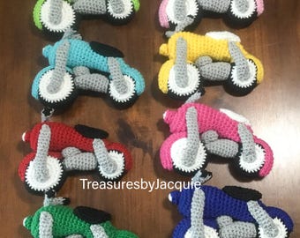 Crocheted Stuffed Motorcycle Toy: Interactive Pretend Play