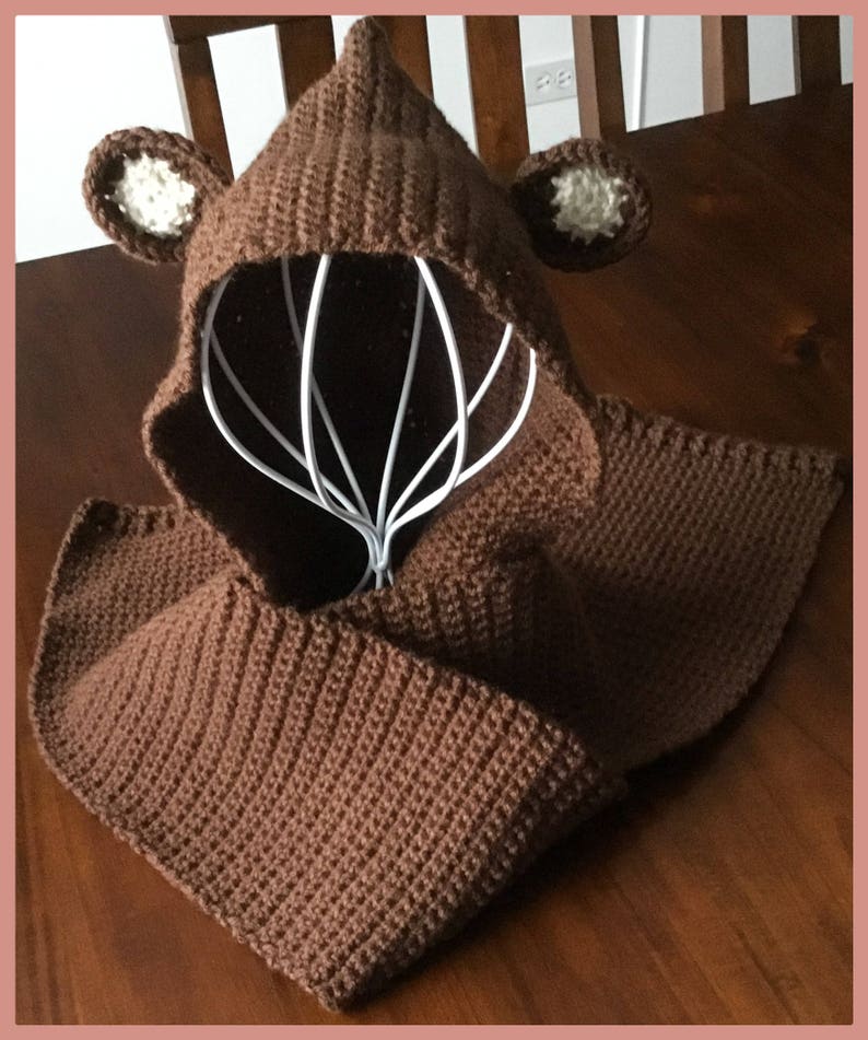 Love bears This cozy hooded scarf is perfect for you. Scarf is brown with tan and brown ears and is super soft and warm.For adults or kids image 2