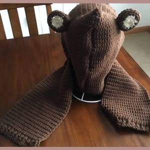 Love bears This cozy hooded scarf is perfect for you. Scarf is brown with tan and brown ears and is super soft and warm.For adults or kids image 6