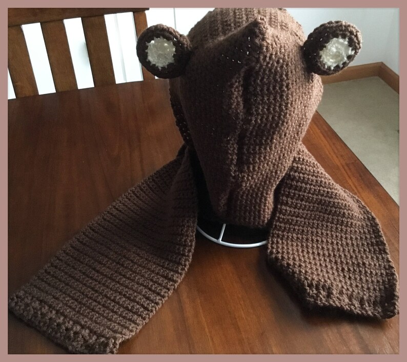 Love bears This cozy hooded scarf is perfect for you. Scarf is brown with tan and brown ears and is super soft and warm.For adults or kids image 6