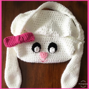 Crocheted Easter Bunny Basket: Long Eared Design with Pink Bow