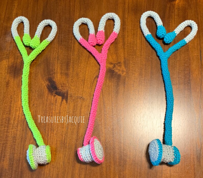 Crocheted Pretend Play Stethoscope and Blood Pressure Cuff Set image 3