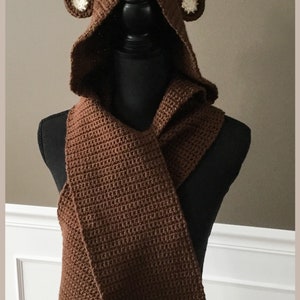 Love bears This cozy hooded scarf is perfect for you. Scarf is brown with tan and brown ears and is super soft and warm.For adults or kids image 1
