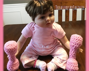 Crocheted Baby Dumbbell: Soft Yarn Photo Prop Toy