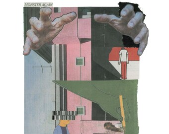 Decoración del hogar hecha a mano Collage / collage digital de periódico / regalo para amigos / arte de collage analógico / calentamiento de la casa