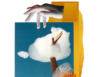 Collage abstracto hecho a mano / Nubes / Cielo / Manos / Amistad