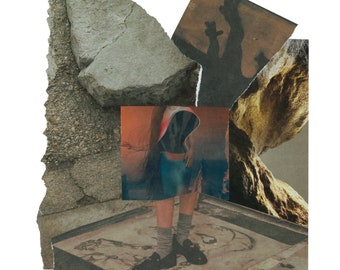 Collage de decoración casera hecho a mano / collage digital / regalo para amigos / arte de collage analógico / arte de pared oscuro hecho a mano
