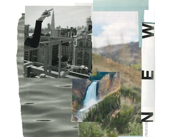 Collage de decoración casera hecho a mano / collage digital / regalo para amigos / arte de collage analógico / arte mural hecho a mano