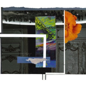 Handmade Home Decor Collage | Floral | Linear | Geometric | Horizontal digital collage | gift for friend | analog collage art | housewarming