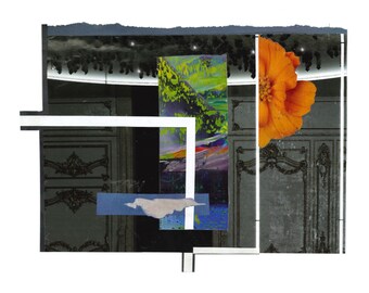 Decoración del hogar hecha a mano Collage / Floral / Lineal / Geométrico / Collage digital horizontal / regalo para amigos / arte de collage analógico / calentamiento de la casa