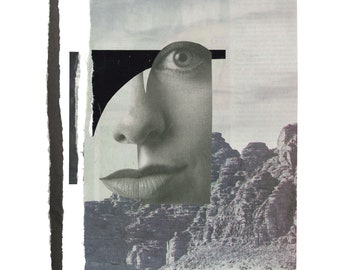 Collage abstracto hecho a mano / retrato / paisaje natural